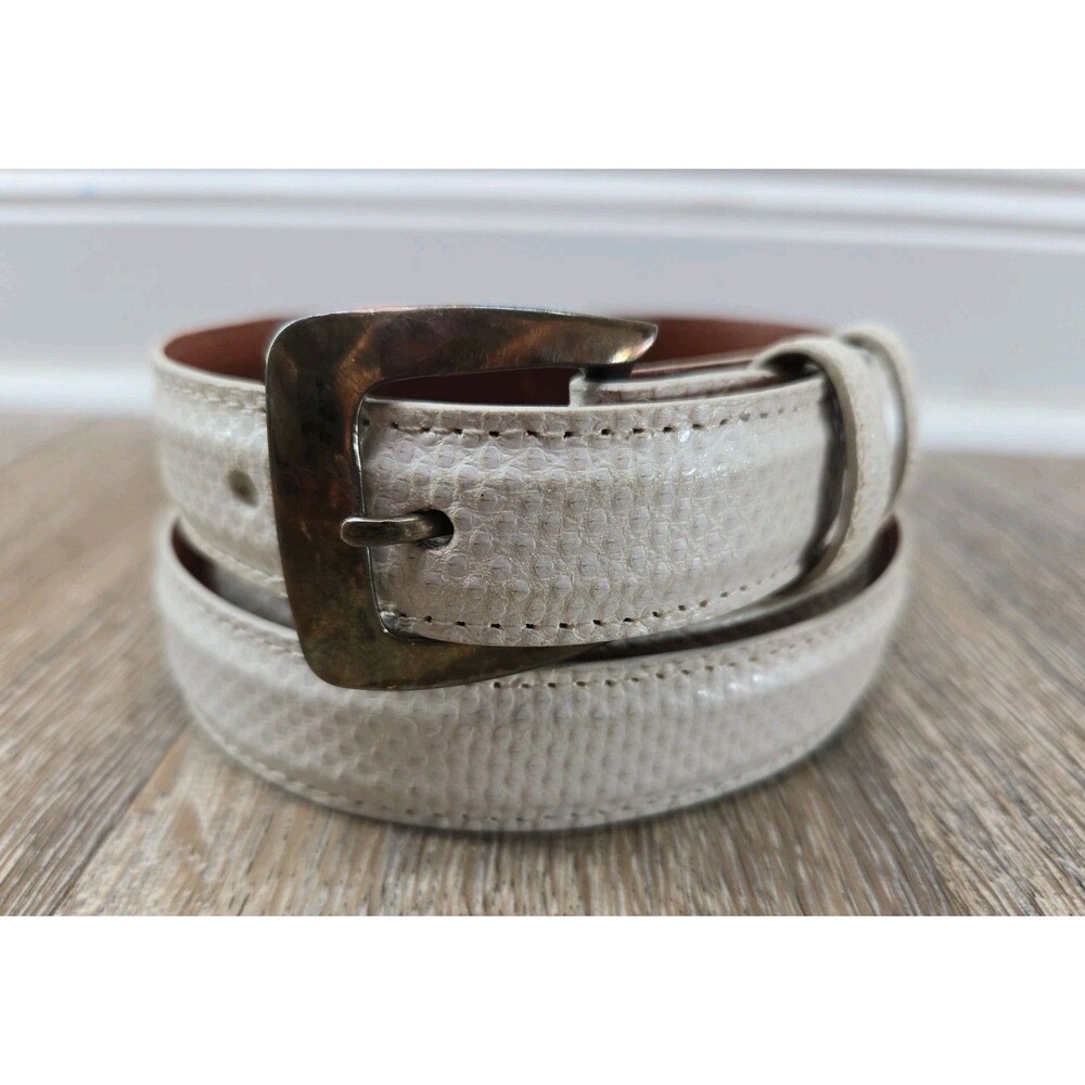Tom Taylor Belt Genuine Snake Sterling Silver 925 Made in USA Size 38 White